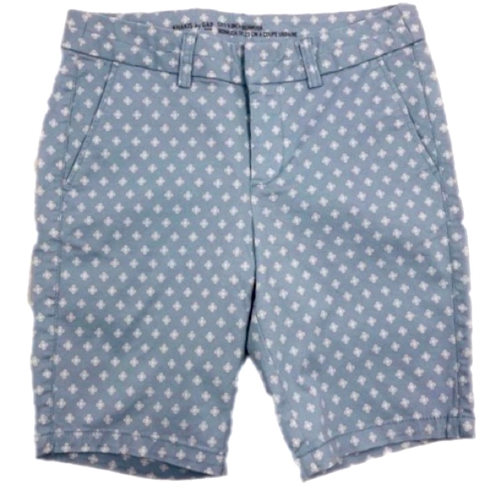 GAP Bermuda Khaki City 9 Inch Light Blue & White Floral Jaal Pattern Shorts 0